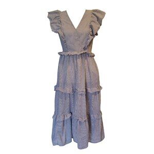 J.CREW Ruffle Sleeve Cotton Voile Stripe Midi Dress Women's XS